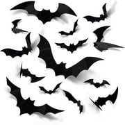 Hallween Decorations Bats Wall Decor 96PCS Realistic PVC 3D Black Scary Bat Sticker for Creepy Home Decor Halloween Party Decorations DIY Wall Indoor Halloween Black Bat Sticker for DIY Home Decor